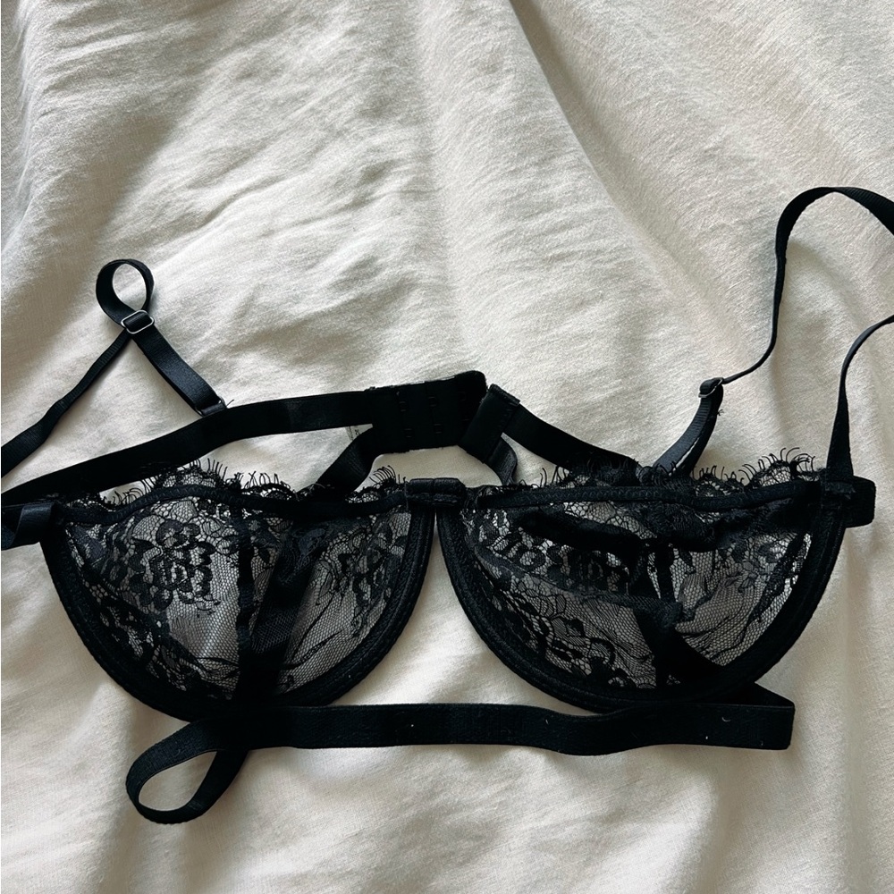 Fashion Nova Black Lace Bralette with Sheer Elegance